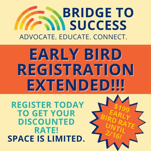 We have some great news! Early bird registration has been extended for the inaugural Bridge to Success conference! Space is limited, and this rate won't last. So, make sure you register today using the link below! secure.everyaction.com/Mb9m7Y2pHUquhP…
