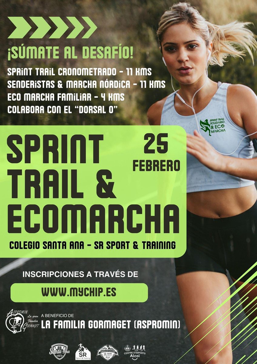 💚 Animeu-se a participar de la segona cursa de la CursAlcoi 2024 ✌Sprint Trail &amp; EcoMarcha Santa Ana-SR

👉 Inscripcions obertes a mychip.es 

Es veiem el proper diumenge 25 de febrer 💪

Regidoria d'Esports Ajuntament d'Alcoi Colegio Santa Ana SR-Sport &amp; Training