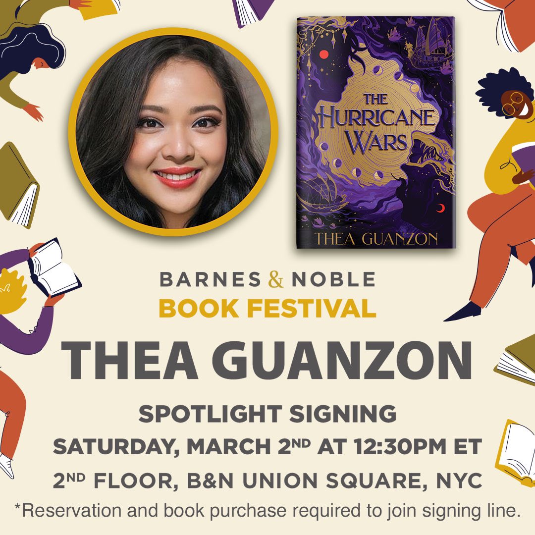 theagwrites's tweet photo. TARALETS, NEW YORK! 🥳💃🏻

So indescribably thrilled to be a part of the Barnes &amp; Noble Book Festival this March 2nd! From 12:30 to 2:00 PM, I’ll be signing THE HURRICANE WARS at Union Square. Hope to see you guys around 🥹🫶🏼

Tickets go live February 5th! https://t.co/HTfl8wQ9w2 https://t.co/dlv8eHJKcW