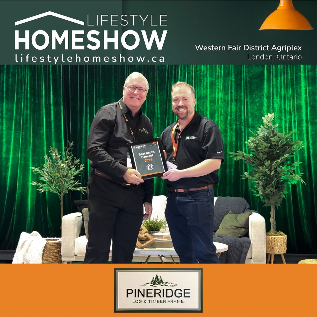 Congratulations to Pineridge Log and Timberframe on receiving the Best Booth Concept Award in our 2024 Booth Awards! 🌟 Thank you for joining us and sharing your incredible talents! ✨ We hope to see you next year, at the LHBA's 2025 @londonhomeshow! 🏡 #LSHS2024