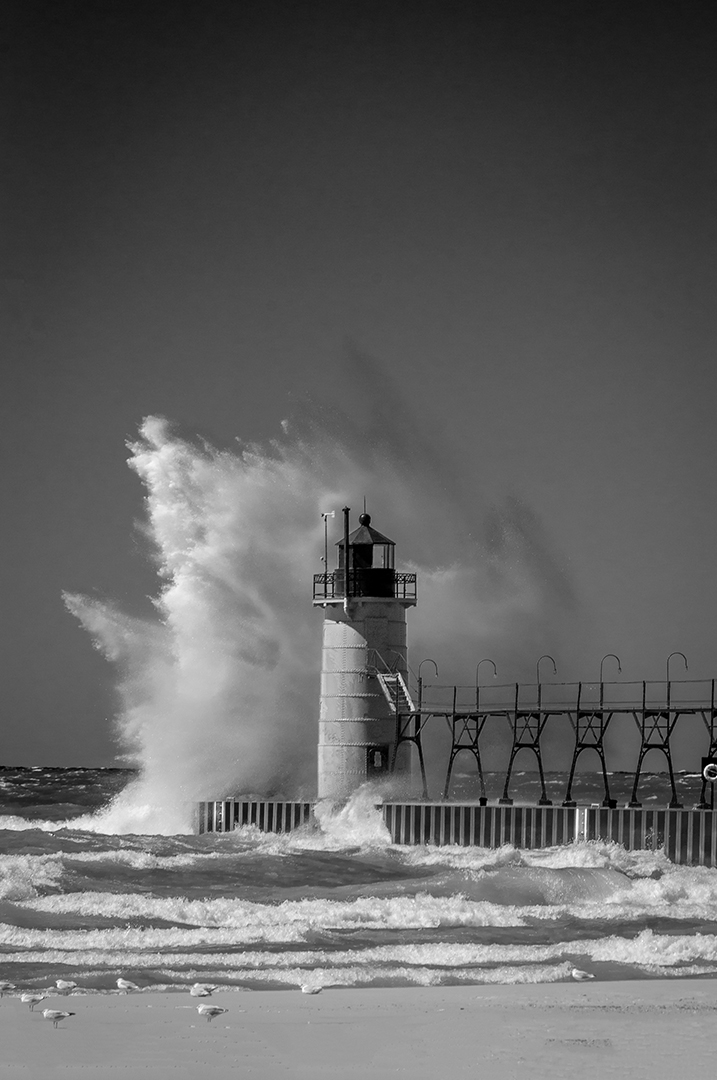 'Excited to share 'Lighthouse Resilience: Lake Michigan' - a powerful black and white photograph capturing the raw force of nature. The image of the lighthouse enduring the crashing waves is truly captivating. #powerofnature #photography #artwork' fineartamerica.com/featured/south…