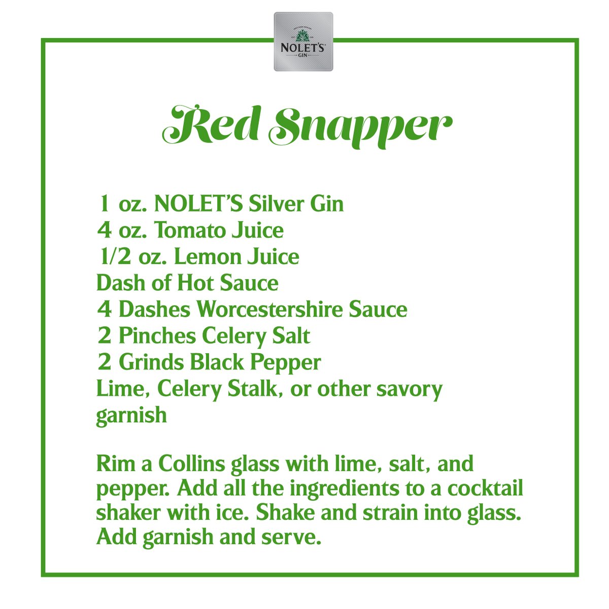 Getting ready for the big game? Meet the NOLET'S Red Snapper. A bold, botanical banger of a cocktail. #Recipe #Gin #NoletsGO #RedSnapper #NOLETS #GameDayCocktails #Recipe #Superbowl