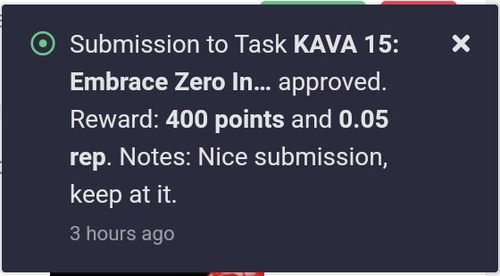 DhatHomeBoy's tweet photo. Thrilled to share my success in Task KAVA 15: Embrace Zero Inflation! 🌐 Just received 400 points and 0.05 rep for my submission. Your encouragement keeps me motivated! 🚀
@KAVA_CHAIN Social, the future is works! #KAVA15 #ZeroInflation #SocialMining https://t.co/df3MSX8CB1