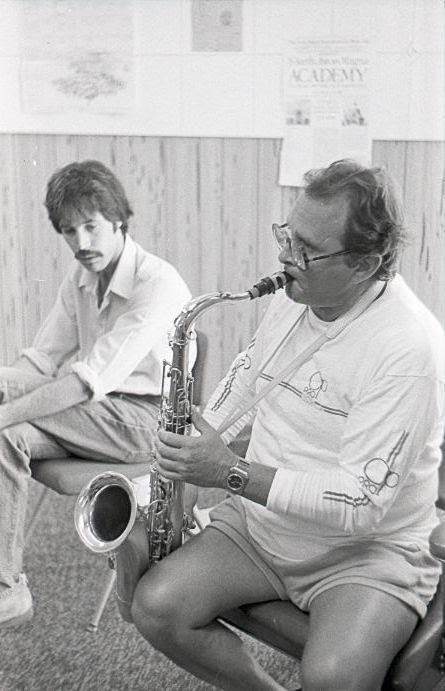 Happy birthday to Stan Getz, who was born on this day in 1927. Here I am with him in a Stanford music classroom back in 1983. You can see it in my face—I'm trying to soak up as much as I could learn from him. There's no substitute for experiencing creative greatness up close.