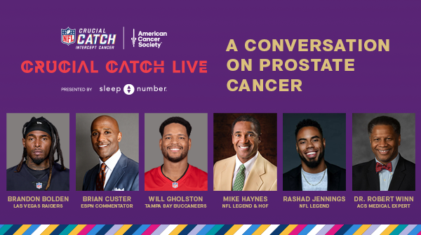 Save the date! Feb. 6 at 8 PM ET, we're teaming up with @NFL for Crucial Catch LIVE, presented by @SleepNumber. We'll be talking prostate cancer with medical experts and NFL family. Don't miss this important conversation! #CrucialCatch