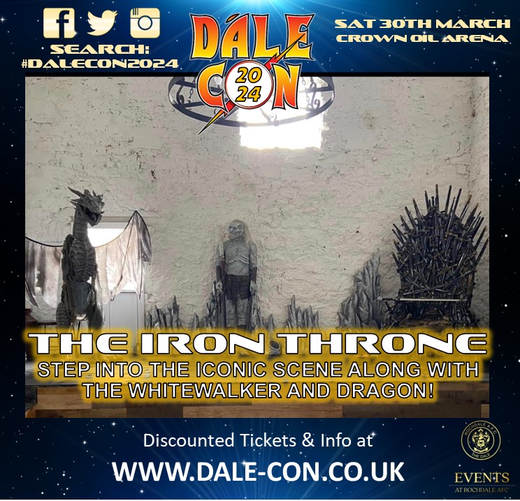 Prop Announcement: #GameOfThrones fans - Take your seat in the throne with our WhiteWalker and Dragon watching on… This really is a great scene for the biggest #GoT fans

Book your tickets here: 

redcapeevents.co.uk/shop

#Rochdale #ComicCon #RochdaleComicCon #Manchester #Oldham