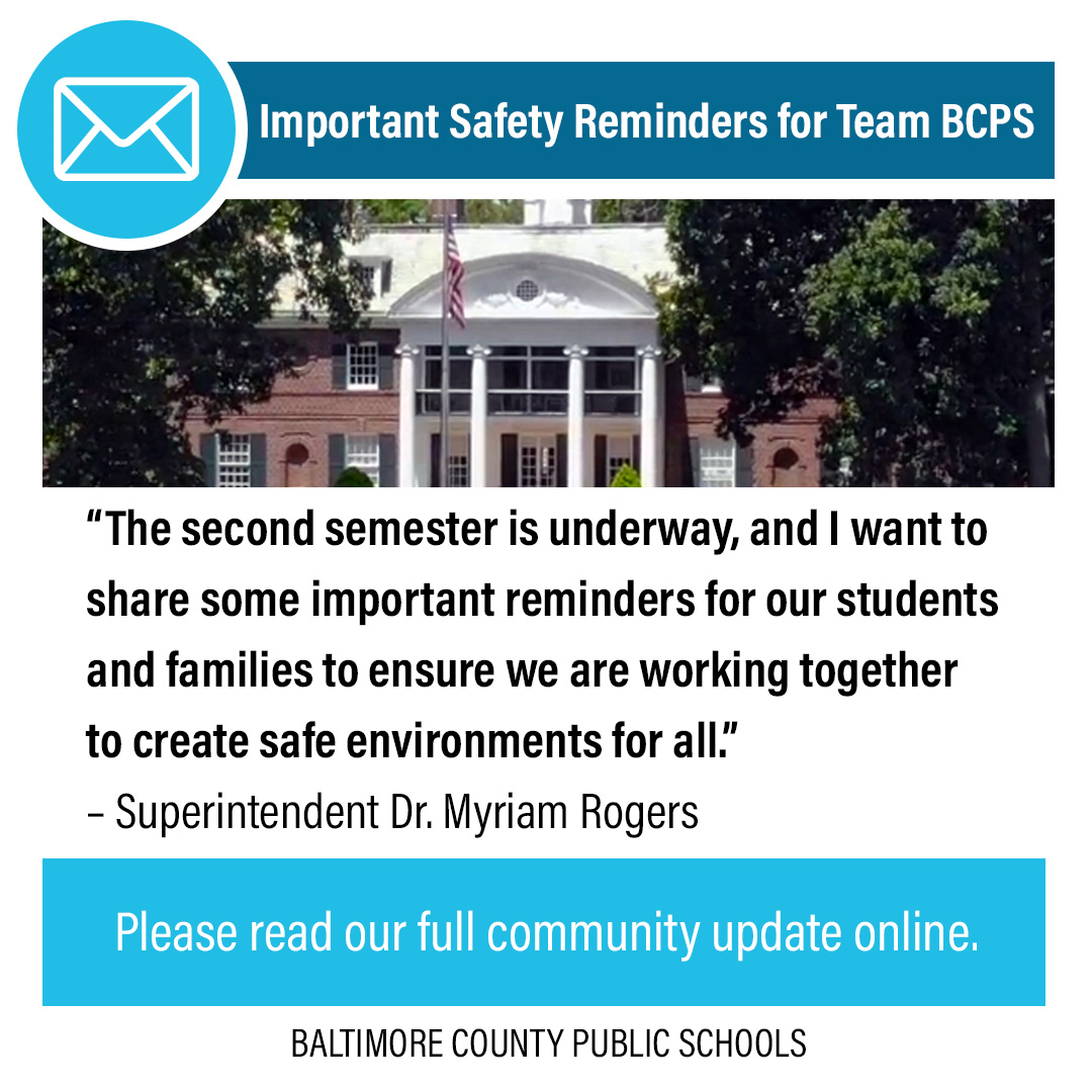COMMUNITY UPDATE: Please read today’s message from Superintendent Dr. Myriam Rogers regarding school safety. ➡️ bcps.org/cms/One.aspx?p…