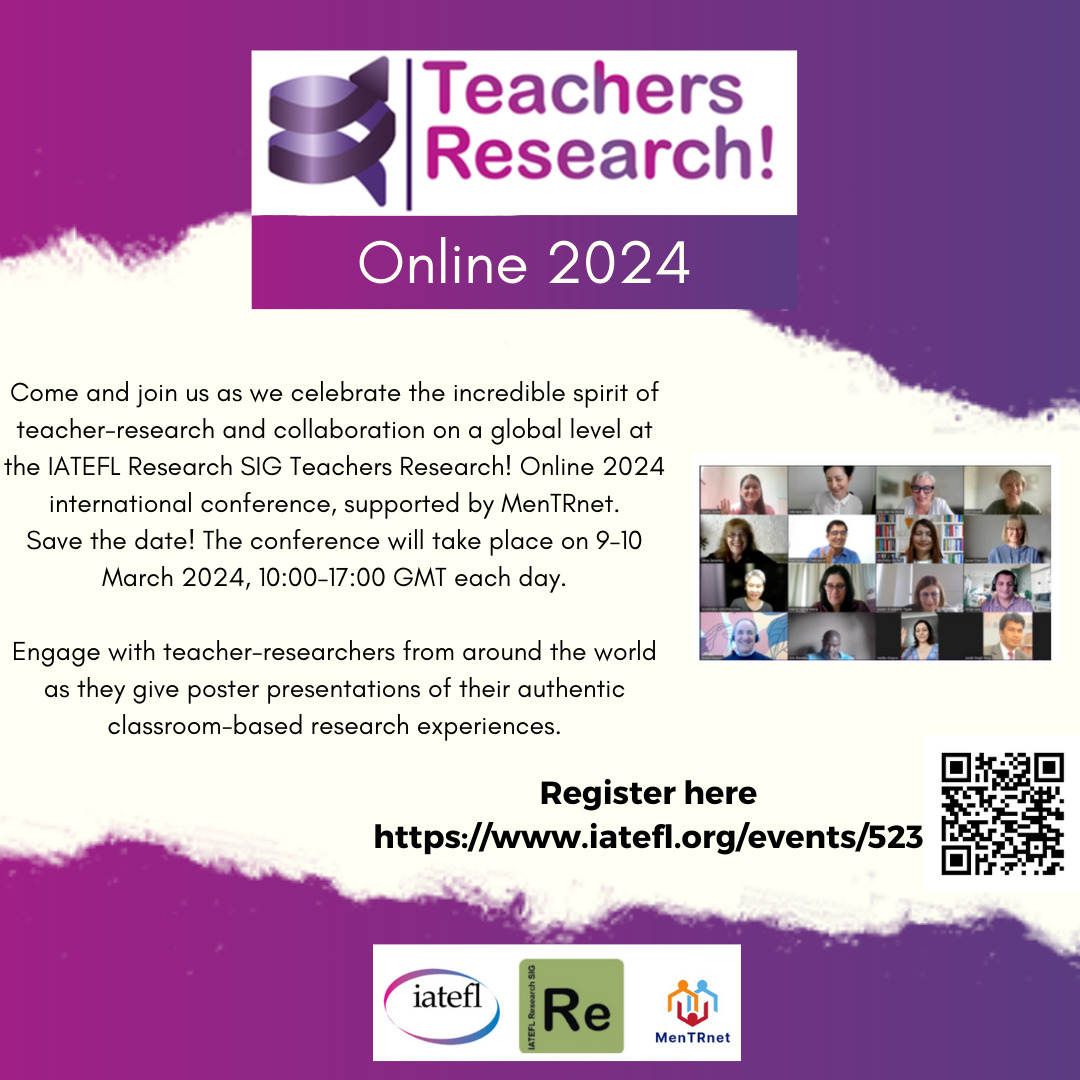 Once again, teacher-researchers are meeting at IATEFL Teacher Research! Online 2024 to share their experiences and findings of their classroom-based research. See you all there!