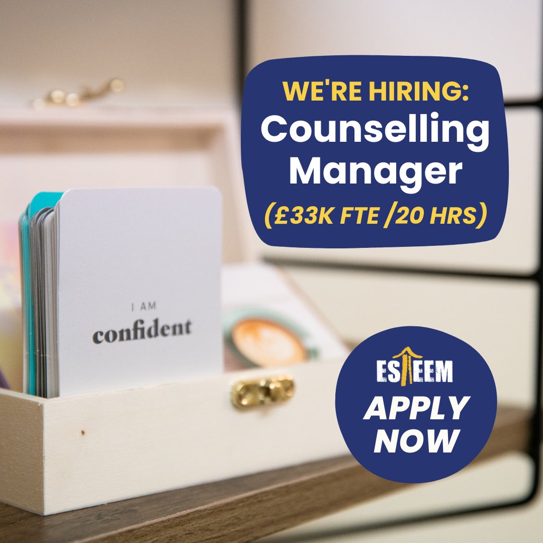 🪴 Help to grow our thriving counselling offer at ESTEEM.

💭 Do you have the skills to coordinate, manage and lead a safe, professional and accessible counselling service?

Find out more about the role and how to apply on our website 👉🏼 esteem.org.uk/esteem-jobs-bo…