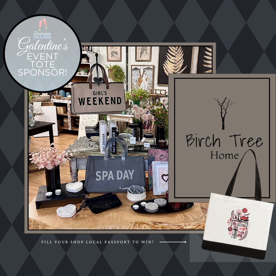 We are SO excited about Birch Tree Home's fun Galentine's merchandise!  From 2-5 on2/10, enjoy a day of sipping and shopping with friends. Visit destinationhilliard.org to learn more about the event and how to win an event tote!