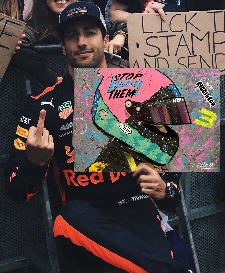 DRAutoart's tweet photo. Stop Being Them… these 3 words inspired me to get out of my depressing day job and jump in to art full time!
I finished this #DanielRicciardo graffiti painting today. Love it! This piece would look great on your wall
#drautoart
#ricciardo #dr3 #stopbeingthem #f1 #formula1 https://t.co/PkLl8YMpef