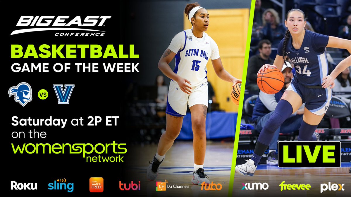 Are you READY for another @BIGEAST Basketball Game of the Week?! Tune in to the Women’s Sports Network THIS Saturday at 2p ET as we go LIVE with @shuwbb VS @novawbb. You won’t want to miss the action. Let’s goooooo!!