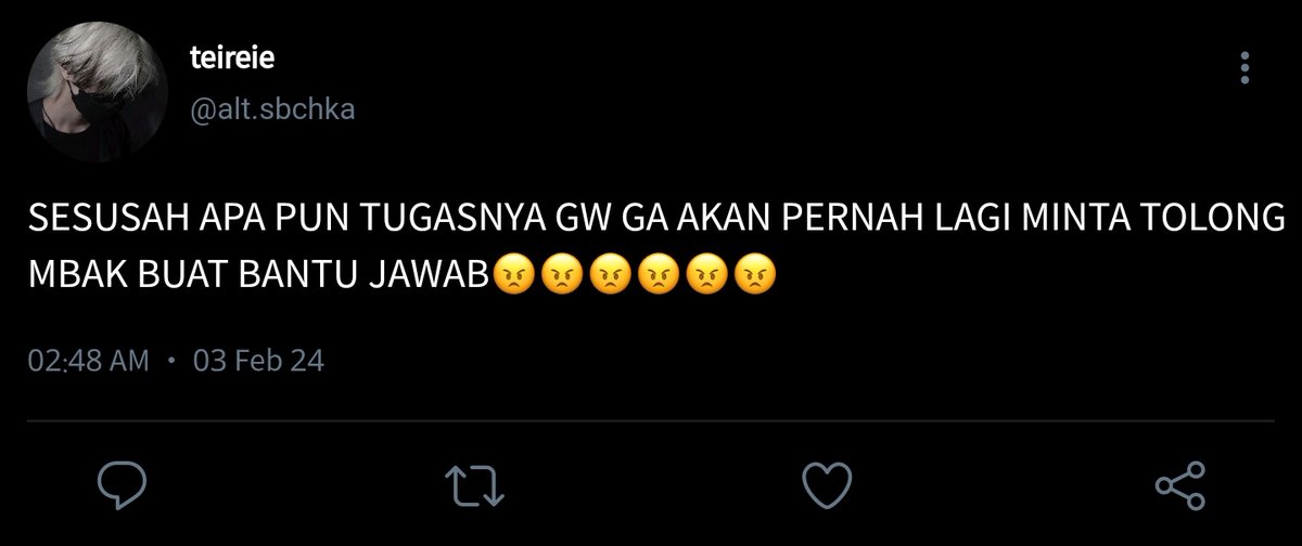Brnt_nuggets's tweet photo. A little story about #Altair

"Pekerjaan Rumah Altair"
— Tentang Altair yang sedih karena poin tugasnya hilang 2 karena bantuan dari sang mbak. https://t.co/tixNr2cT5Z