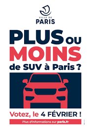 Pour MOINS de SUV à Paris, le 4 février, je vote CONTRE! 
#votationcitoyenne #ecologie 🍃