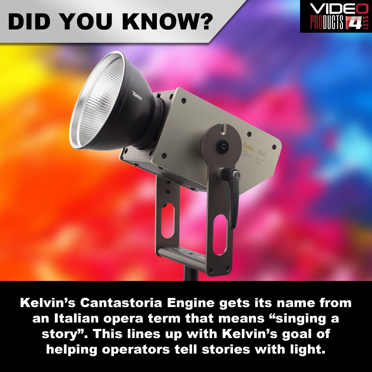 Light your story with Kelvin's Epos 300!

#didyouknow #didyouknowdaily #trivia #techfacts #techtrivia #themoreyouknow #Kelvin #Epos300 #LEDlighting #fullspectrumLED #Cantastoria #studiolight #waterproof #weatherproof #filmmaking #videoaccessory #recording #footage #filmequipment