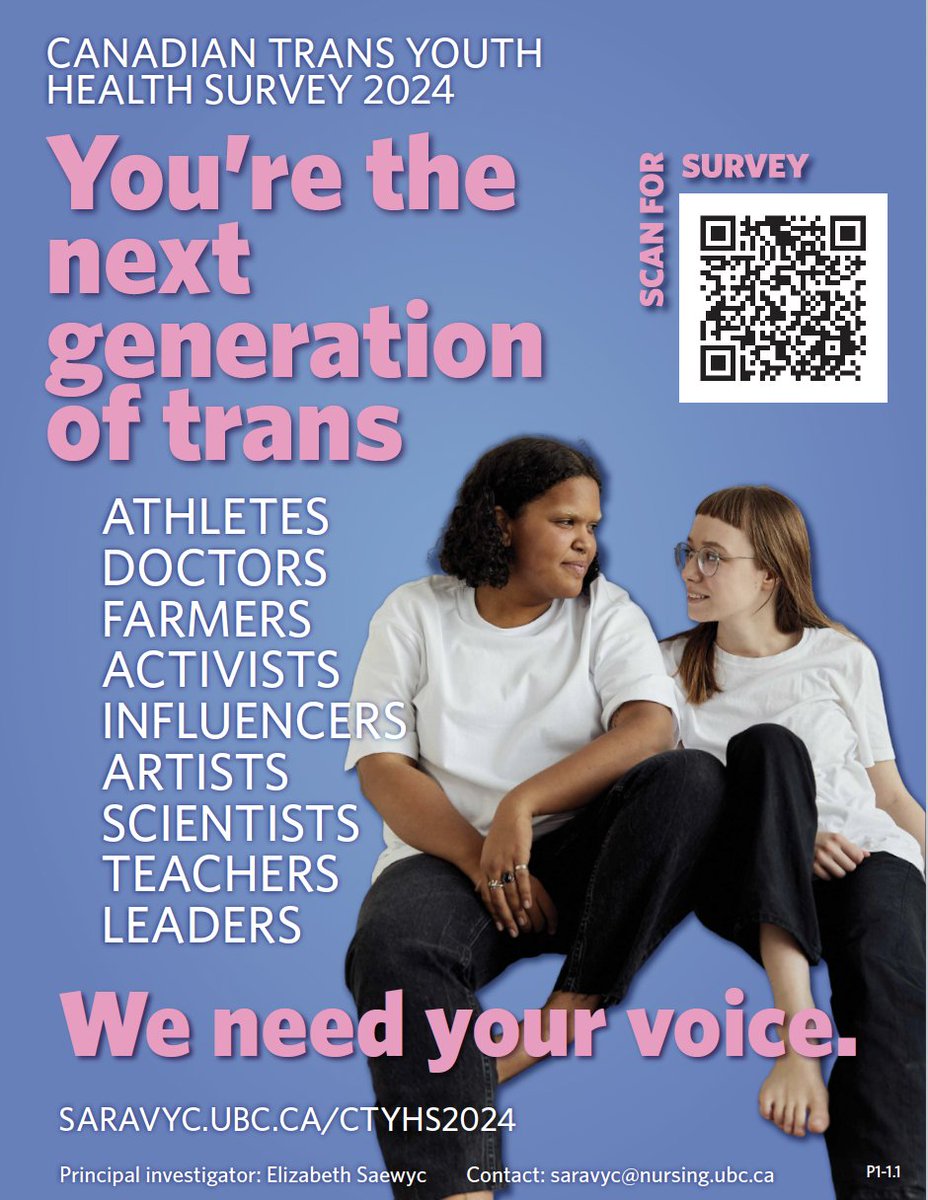 Do you have a trans youth in your life? @UBC Nursing is looking for participants to inform new health efforts. Take the survey: ow.ly/zEmr50Qxqw1