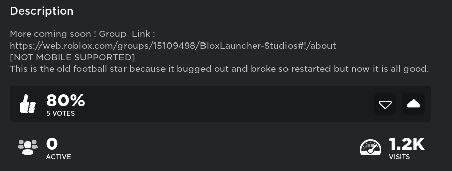 BloxLauncher's tweet photo. Only just found out guys! Thank you guys for 1k visits.
I really wish I could continue football star but its bugged. That's it for now.  #Roblox #Studio #Gaming https://t.co/2bHyIezYf0