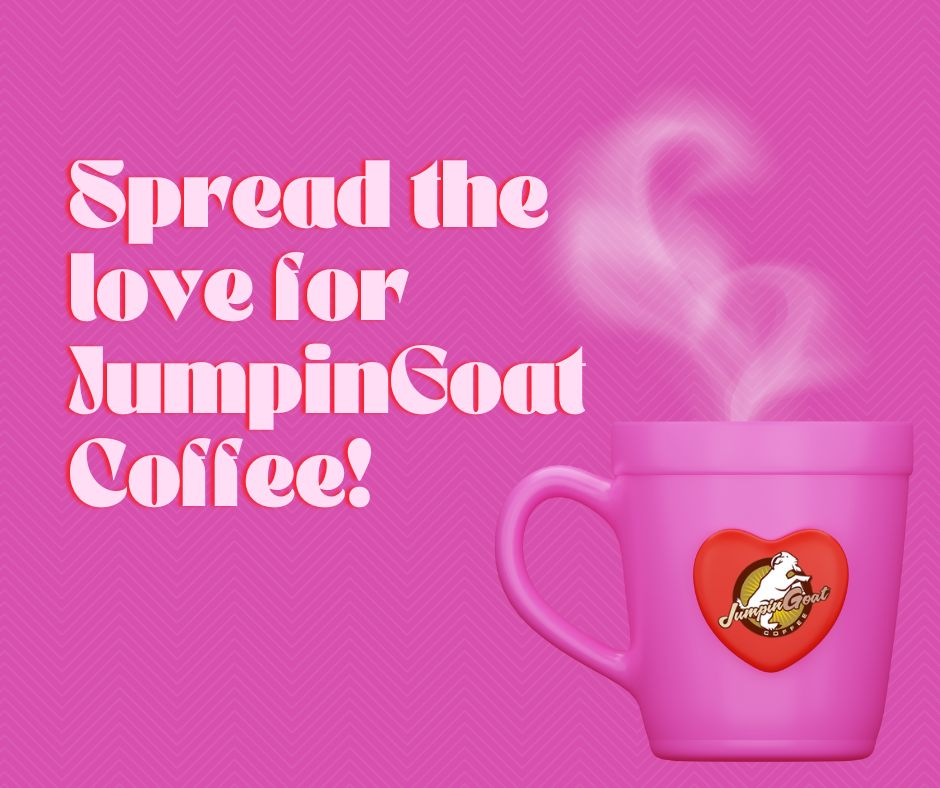 JumpinGoat's tweet photo. Spread the love for JumpinGoat coffee and LOVE the savings you'll get with our Buy 3, Get 1 FREE special! See home page for details and exclusions. https://t.co/X0AxIRoKkg https://t.co/DwMdd6bPqq