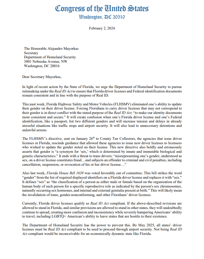 RepMaxwellFrost's tweet photo. Alongside my Democratic colleagues in FL, I just sent a letter calling on the federal government to step in and help us end this discrimination. https://t.co/fF0IZNSzsz