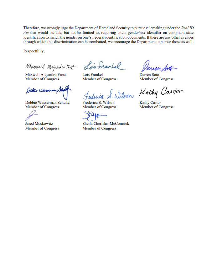 RepMaxwellFrost's tweet photo. Alongside my Democratic colleagues in FL, I just sent a letter calling on the federal government to step in and help us end this discrimination. https://t.co/fF0IZNSzsz
