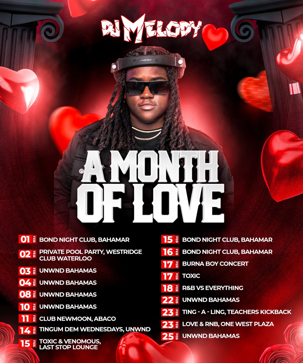 The Month Of Love is here 🫶🏾❤️ Here are the dates 📆 Catch up with me if you can 💋 #DjMelody