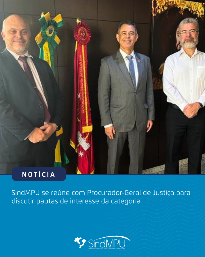 sindmpu's tweet photo. O Diretor-Executivo do SindMPU, Renato Cantoni, e o Diretor-Geral da AAGEMPU, Laércio Bernardes, foram recebidos pelo Procurador-Geral de Justiça Militar, Antônio Pereira Duarte  debater pautas de interesse da categoria. https://t.co/IpeMEAJvcy