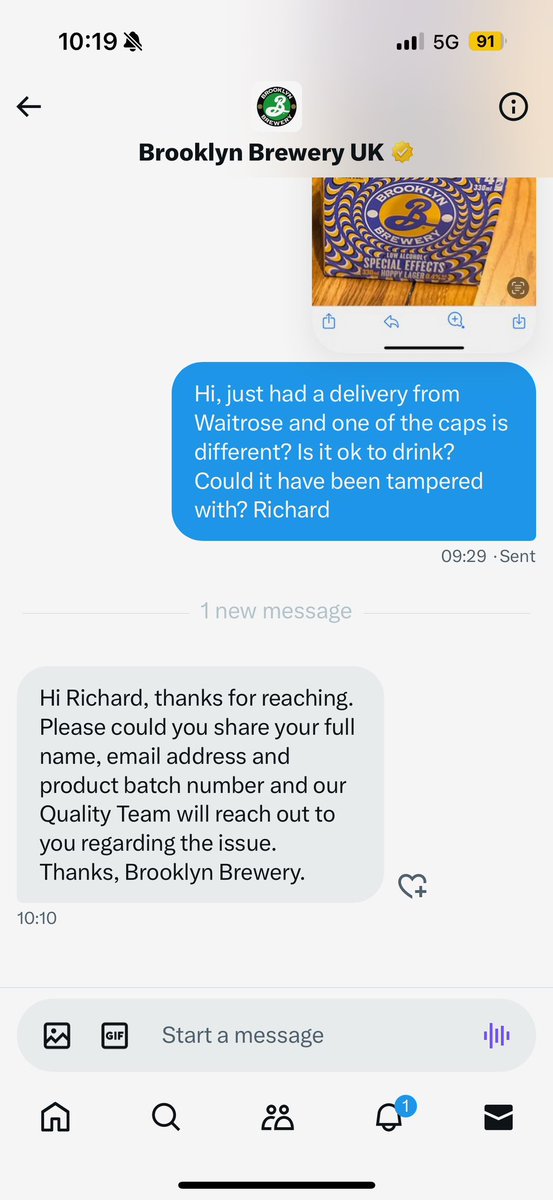 LazyMonkIE's tweet photo. Hey @BklynBreweryUK I’ve been waiting since Thursday 25th January for you to reach out 😤 https://t.co/cAUbRLzK7i