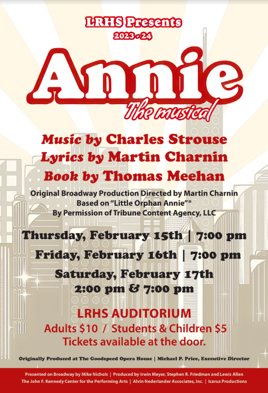 LRSDWildcats's tweet photo. Save the date! LRHS is bringing Annie the Musical to the stage! Get ready for a fantastic show you won't want to miss! #WeAreLR https://t.co/1ZwOGEqxfJ