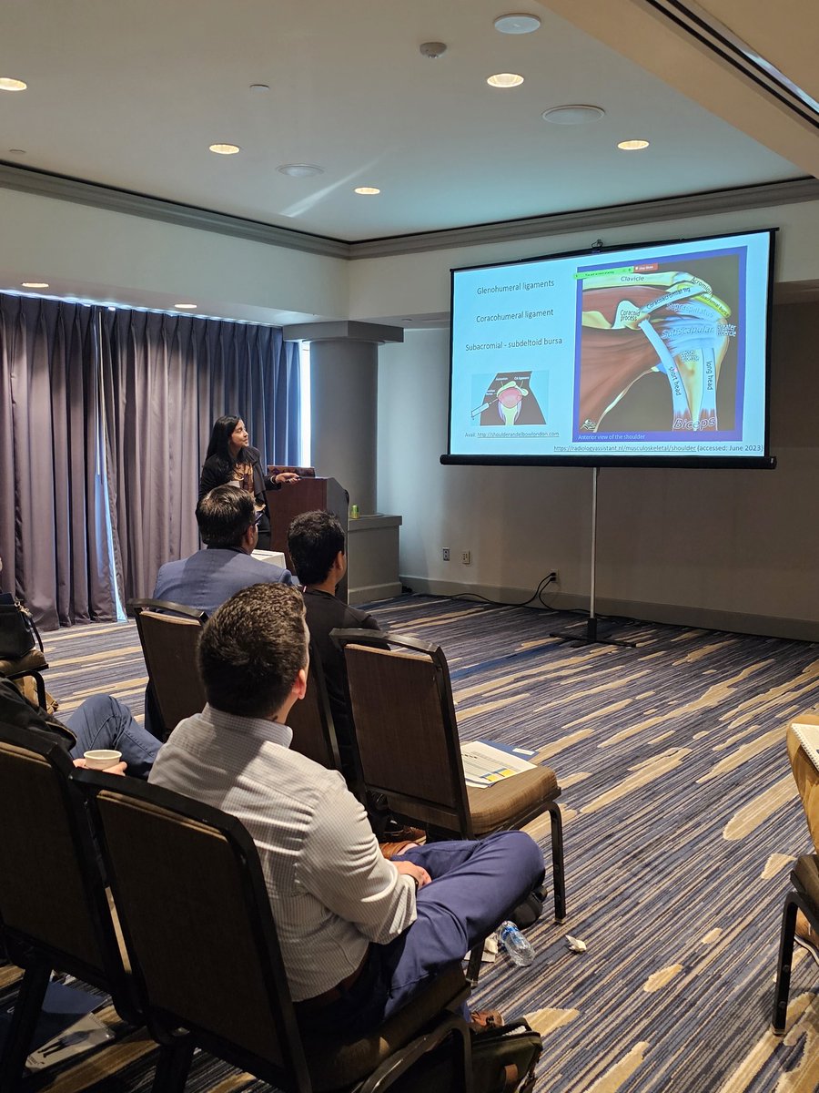 USSONAR_Rh's tweet photo. USSONAR faculty #DrKaminiShah from @NorthwellHealth reviewing anatomy, sonoanatomy and sonopathology of the shoulder #POCUS #Meded ##medtwitter #rheumatology https://t.co/OGDTtSd2R7
