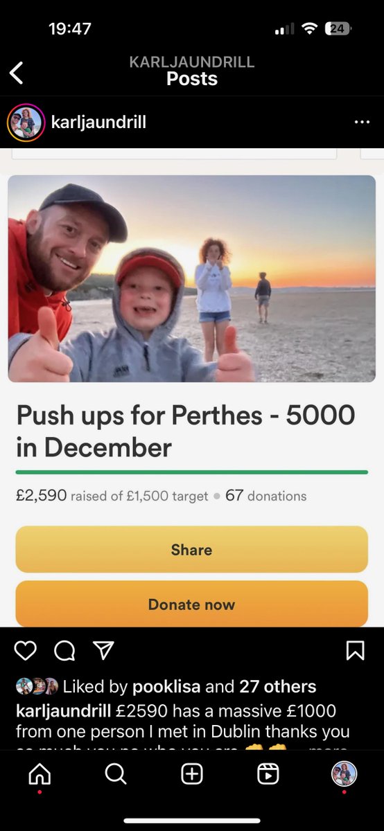 Something for the weekend......✨on behalf of his son Jackson!! 💪💪💪#Pushup4Perthes! What an amazing effort, amazing dad and fantastic solo fundraiser,' over £2,500 and still going; over 6,000 push ups! Thank you so much! What an achievement!! 💖💪