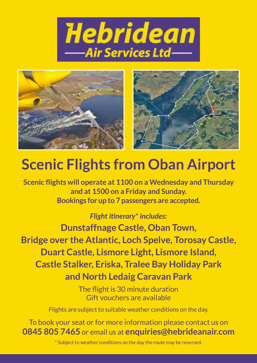 Hebrideanair's tweet photo. Our Summer Timetable is loaded and available to book on-line https://t.co/v6kVHubQGk

We also start our popular scenic flights in May so book early to avoid disapointment. https://t.co/fppjY9LfQh
