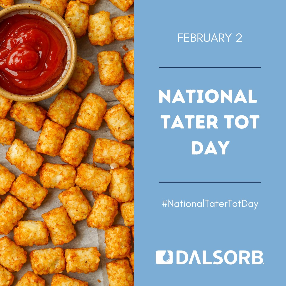 Dalsorb's tweet image. Happy National Tater Tot Day! Today, we rejoice in the joy of savoring these delectable, bite-sized golden nuggets that serve as a delightful snack or a perfect complement to any meal!

#nationaltatertotday #tots #frynancial  #dalsorb #oilmanagement #snacks