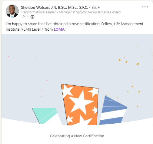 Let's celebrate some more #LearnerSuccess!

<a href="/Britam/">Brita</a> @Farm Bureau Insurance <a href="/Sagicor/">Franklyn Phillips</a>