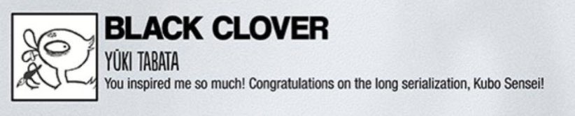 mangaeurope's tweet photo. 2. Black Clover

Beaucoup pense que Yūki Tabata c'est plus inspirer de Naruto que Bleach mais c'est totalement le contraire ptdrrrrr 

Pareil Interview de tabata : https://t.co/q3rPnEvq0L
