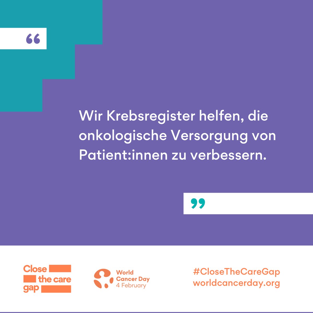 Heute ist #Weltkrebstag, unter dem Motto #CloseTheCareGap. Daran arbeiten auch wir #Krebsregister in D. Wir sammeln Daten, um Versorgungslücken aufzuspüren und die onkologische Versorgung zu verbessern. Gemeinsam mit Ärztinnen, Ärzten und Forscher:innen. @XgegenKrebs @hh_bwfgb