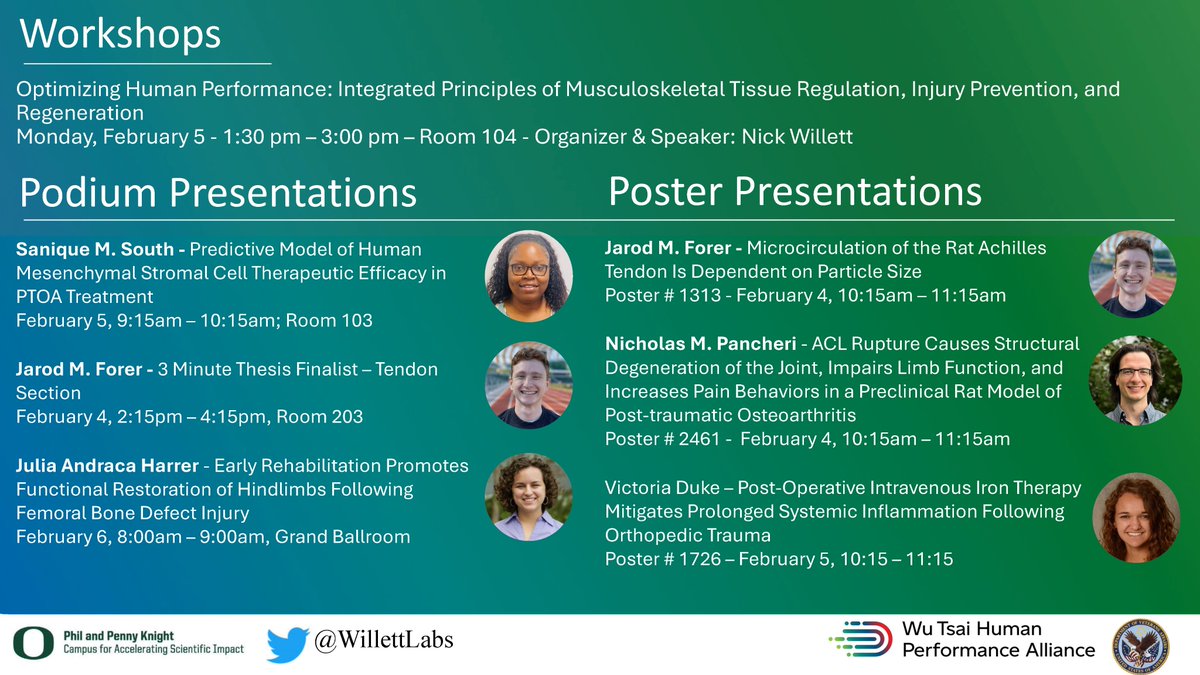 Just landed in LA, excited for the start of <a href="/ORSsociety/">Orthopaedic Research Society</a> #ORS2024 today! Come check out our new work with presentations from <a href="/AndracaJulia/">Julia Andraca Harrer</a> <a href="/JarodForer/">Jarod</a> <a href="/NPancheri_BioE/">Nicholas Pancheri</a>, Victoria Duke, and Sanique South. <a href="/UOKnightCampus/">Knight Campus</a> <a href="/WuTsaiAlliance/">Wu Tsai Human Performance Alliance</a>