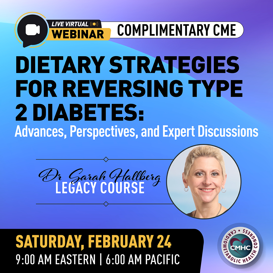 CMHC will host a live, complimentary legacy course in honor of the late Dr. Sarah Hallberg In this half-day course, you’ll get complimentary access to evidence-based insights for the reversal of #type2diabetes ➡️Register here: cmhc.info/42lNU9b @bigfatsurprise @BenBikmanPhD