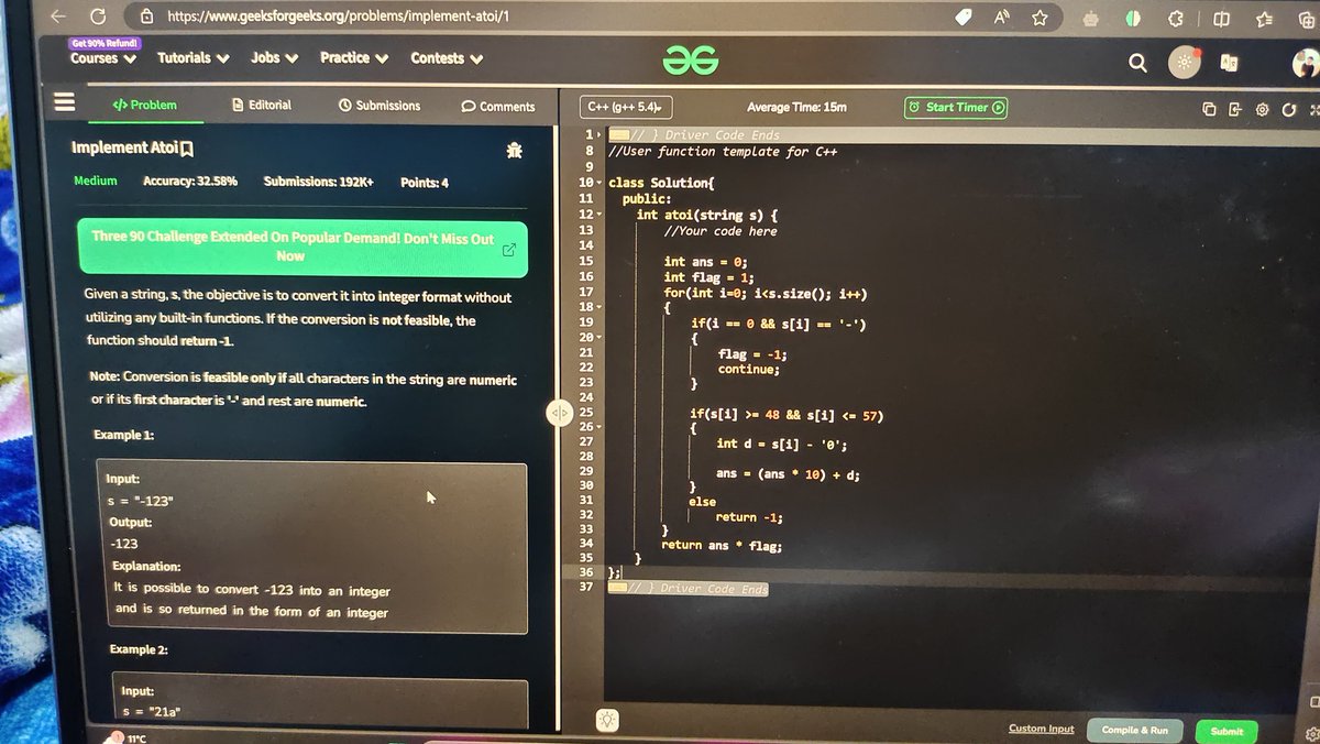 rox_getit's tweet image. DSA REVISION DAY 71
PROBLEM -IMPLEMENT Atoi

Let&apos;s connect
#100DaysOfCode 
#buildinpublic