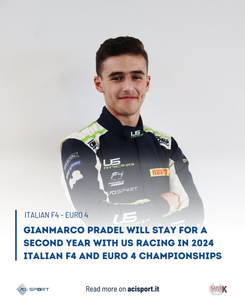 Gianmarco Pradel will continue to race with German team @USRacingTeam in this year’s Euro 4 Championship and Italian F4 Championship 💨 ➡️ acisport.it/en/F4/news/202… #IF4C #F4 #E4C #Euro4 #Formula4 @WSKPromotion #ACIsport