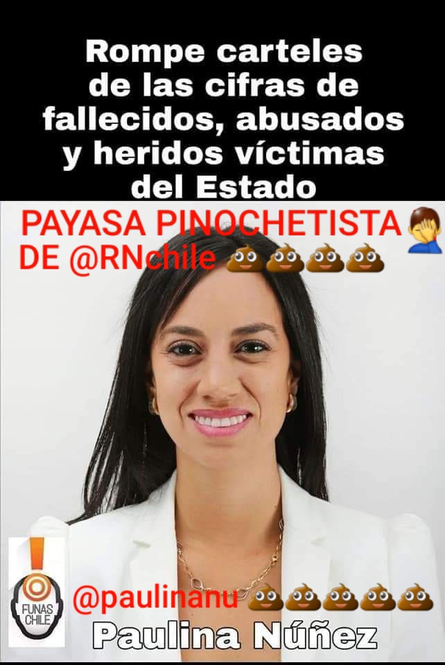 Rodrigo21225734's tweet photo. @Janet90476632 @jasv1971hotmai1 @paulinanu @RNchile @CHVNoticias @meganoticiascl @T13 @24HorasTVN Dicen que anda en Europa la payasa "rompecarteles" @paulinanu!
Otra indecente pinochetista de @RNchile que los weAs del norte eligieron como senadora🤦 !
#DerechaCorruptaYMiserable #DerechaDelincuente
#ContigoEnDirecto
#MuchoGustoMega #ContigoCHV
#ReformaDePensiones
#NoMasRN https://t.co/mC9jtZ7N1o