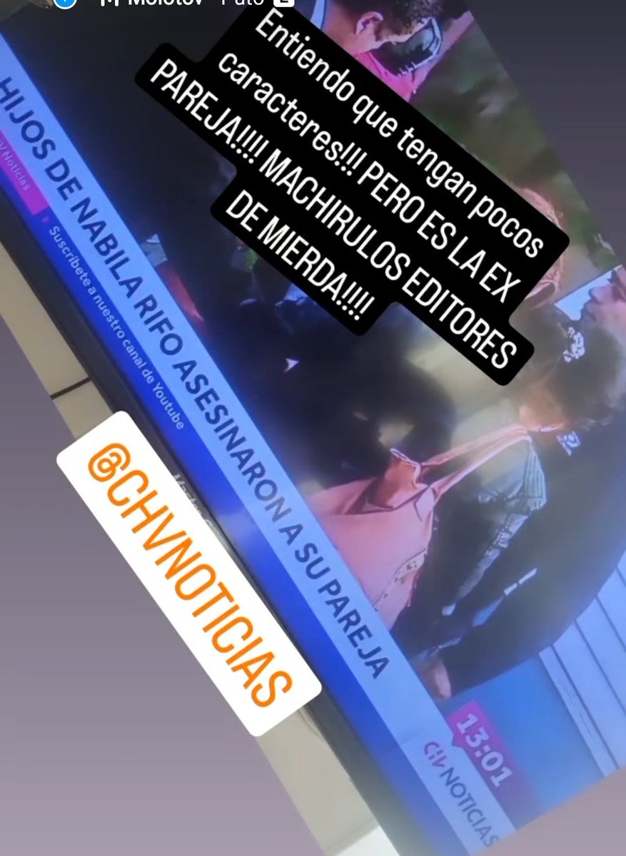 NormaLincourt's tweet photo. @CHVNoticias se pasaron, ha sido agredida en innumerables ocasiones y los webetas de los editores no son capaces de agregar 2 letras en la línea informativa 🤦‍♀️🤦‍♀️🤦‍♀️ #Noticias #nabilarifo #justiciademierda #CHVNoticias #nomásfemicidios #libertadaloshijosdeNabila https://t.co/ECzAUGQHgO