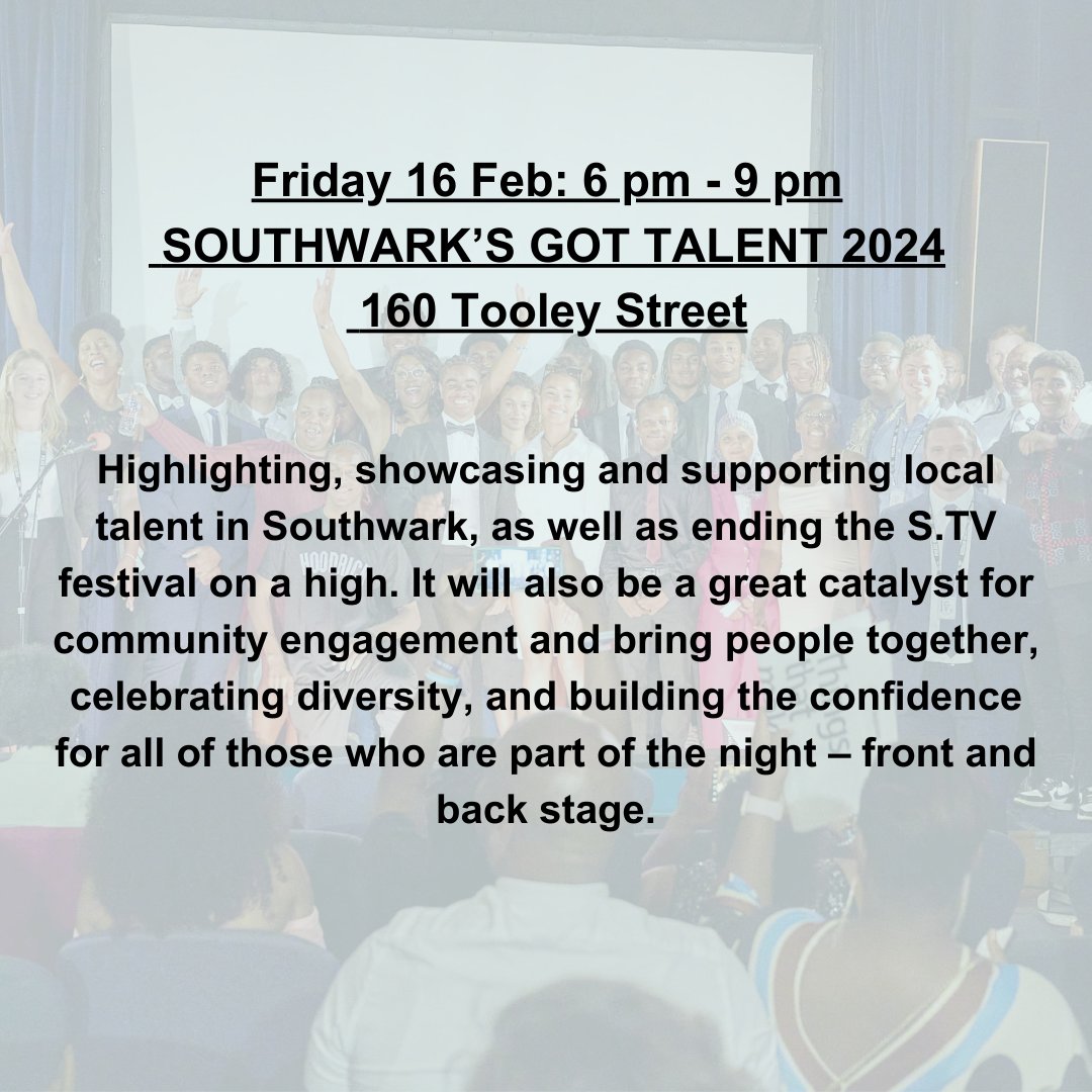 We are really excited to announce that we will be one of the youth partners for the Southwark TV Film Festival! To book a ticket, simply click the links 1. Podcast - lnkd.in/edFGXbcv 2. Bias Training - lnkd.in/erKWJi-5 3. Talent show - lnkd.in/eJNGrGTb