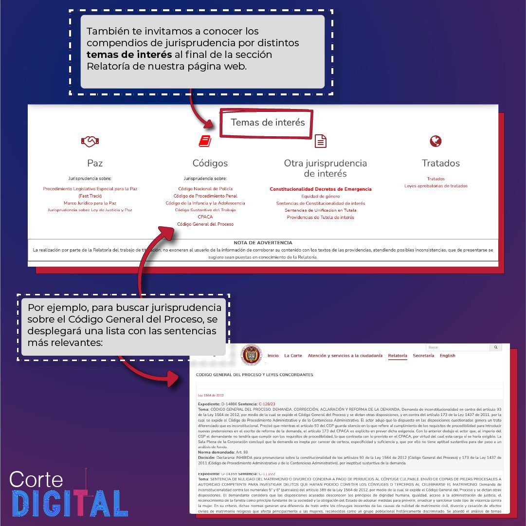 CConstitucional's tweet image. #CorteDigital | Así se  puede buscar jurisprudencia en el nuevo buscador de relatoría por tipo de proceso.
Pruébalo: ➡️ corteconstitucional.gov.co/relatoria/busc…