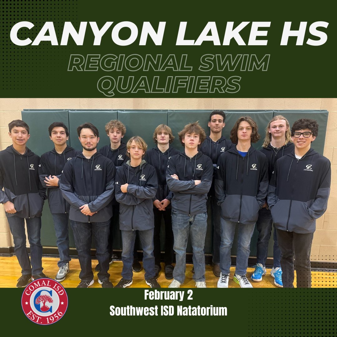 cisdnews's tweet photo. Good Luck to our 4A Swim athletes competing at Regionals today. #comalisd #teamcomal #growinggreatness #togetherwethrive #todayincomal https://t.co/z6LNyuNeyr