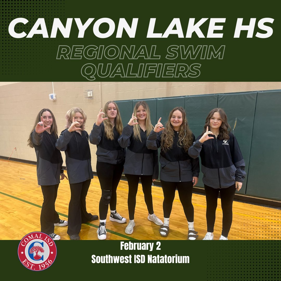 cisdnews's tweet photo. Good Luck to our 4A Swim athletes competing at Regionals today. #comalisd #teamcomal #growinggreatness #togetherwethrive #todayincomal https://t.co/z6LNyuNeyr