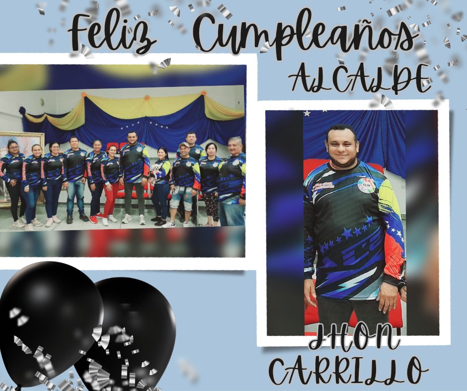 COMUNICADOR CLAP_PEDRO MARIA UREÑA (@municipiourena) on Twitter photo #02Feb
El Estado Mayor de Alimentación del #MunicipioPedroMaríaUreña le desea un feliz cumpleaños a nuestro Alcalde <a href="/AlcaldeUreJhonC/">Jhon Carrillo</a>, que Dios todo poderoso derrame muchas bendiciones , éxitos y le de muchos años más de vida, sobretodo mucha salud...
#FelizCumpleaños #02Feb
El Estado Mayor de Alimentación del #MunicipioPedroMaríaUreña le desea un feliz cumpleaños a nuestro Alcalde <a href="/AlcaldeUreJhonC/">Jhon Carrillo</a>, que Dios todo poderoso derrame muchas bendiciones , éxitos y le de muchos años más de vida, sobretodo mucha salud...
#FelizCumpleaños