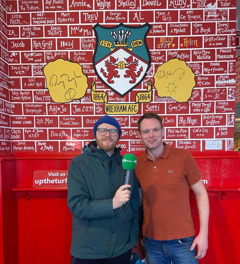 huwstephens's tweet photo. Welcome to Wrexham! Live on @BBC6Music from the Rockin Chair! @antonyszmierek &amp; @pictureparlour_ play live! And of course I went to The Turf! Listen live; https://t.co/WiUX7BHz3Q https://t.co/ozrQaKbMuA