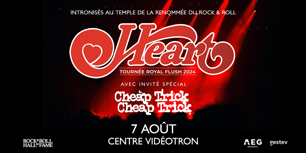 💜MISE EN VENTE – HEART💜 La vente grand public pour le spectacle de Heart est officiellement commencée! Venez assister à ce spectacle rock le 7 août 2024!🎟️ bit.ly/Heart2024_CV