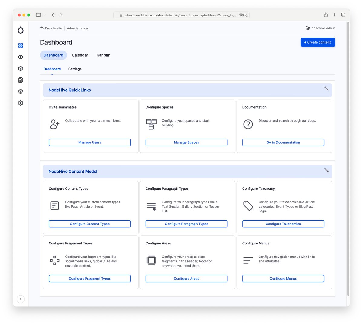 lukasfischer's tweet image. For all Drupal users: Content modelling made easy for first time Drupal users with NodeHive.
I always wanted to have an overview of all content modelling capabilities in Drupal. Today, I built 2 new dashboard blocks to give site builders easy access to all important elements.