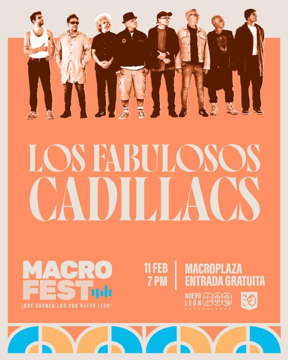 lfcoficial's tweet photo. Seguimos sumando fechas a nuestra gira por México🔥🇲🇽#LosCadillacsTocandoParaVos el próximo 11 de febrero en Monterrey 📢 A quién vemos ahí? 

🎫 Entrada gratuita 
#YoTeAvise https://t.co/ID6AsOYLSM
